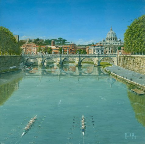 Painting - Rowing on the Tiber, Rome, Italy