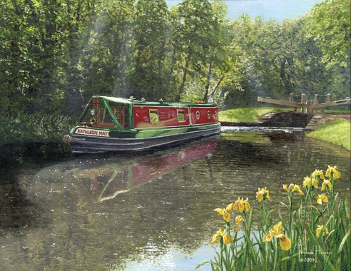 Painting - Kathleen May, Chesterfield Canal, Notts