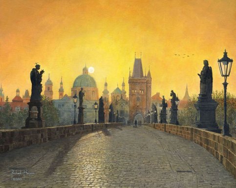 Painting - Misty Dawn on Charles Bridge, Prague