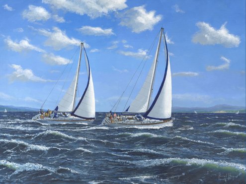 Painting - Running Close Hauled - sailing off Croatia